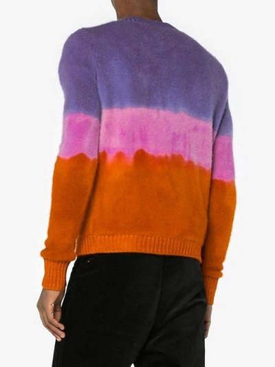 Shop The Elder Statesman Striped Dyed Cashmere Sweater - Multicolour