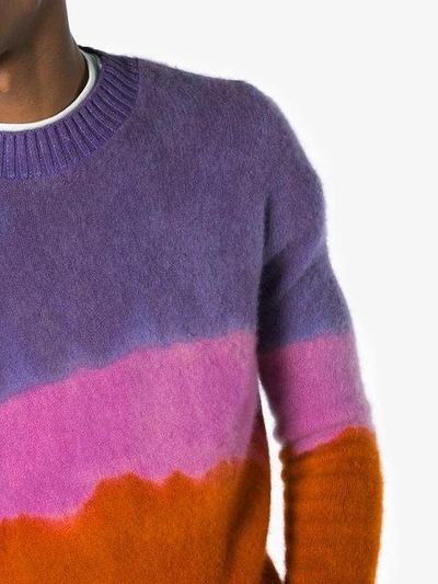 Shop The Elder Statesman Striped Dyed Cashmere Sweater - Multicolour