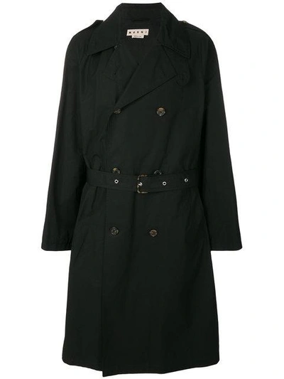 Shop Marni Double Breasted Trench Coat - Black