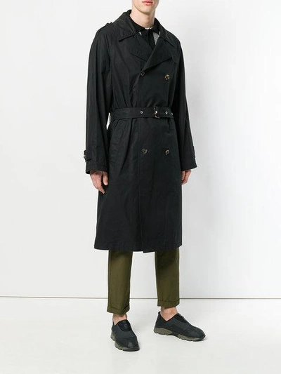 Shop Marni Double Breasted Trench Coat - Black