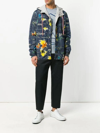 Shop John Galliano Lettering Print Hooded Jacket