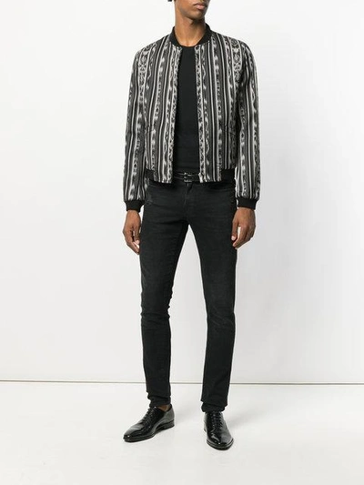 Shop Saint Laurent Patterned Bomber Jacket In Multicolour