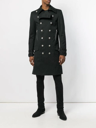 Shop Balmain Classic Double-breasted Coat In Black