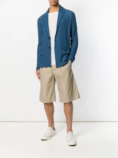 Shop Nuur Knitted Fitted Blazer In Blue