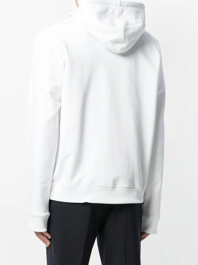 Shop Helmut Lang Logo Print Zipped Hoodie In White