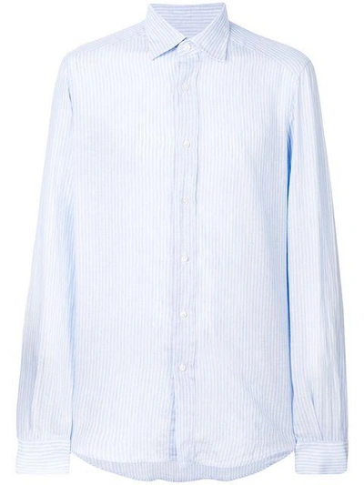 Shop Fashion Clinic Timeless Pinstripe Long-sleeve Shirt In Blue