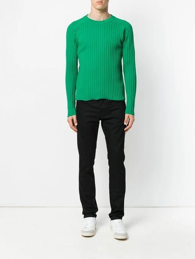 Shop Ami Alexandre Mattiussi Ribbed Raglan Sleeves Sweater In Green