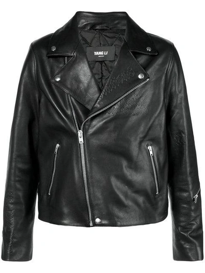 Shop Yang Li Fitted Biker Jacket - Black