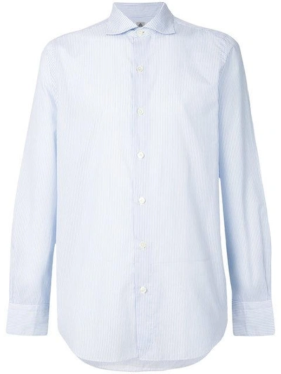 Shop Finamore Napoli Long Sleeved Shirt In Blue