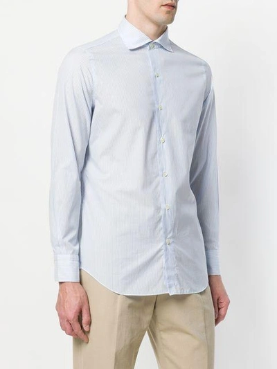 Shop Finamore Napoli Long Sleeved Shirt In Blue