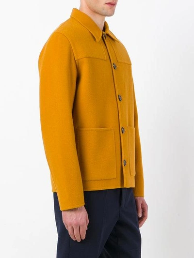 Shop Ami Alexandre Mattiussi Buttoned Jacket Patch Pockets - Orange