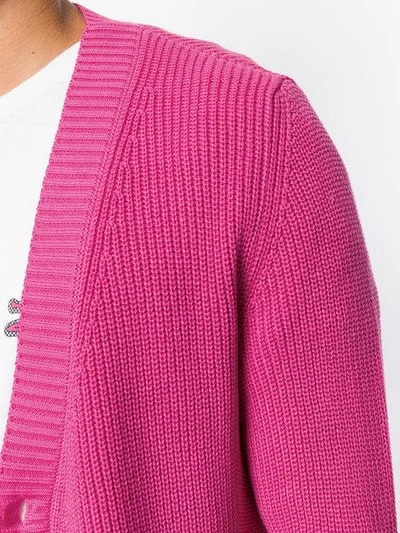Shop Lc23 Contrast Button Cardigan - Pink & Purple