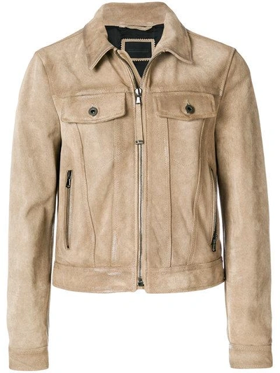 Shop Diesel Black Gold Lavenere Casual Collared Jacket With Front Pockets In Beige