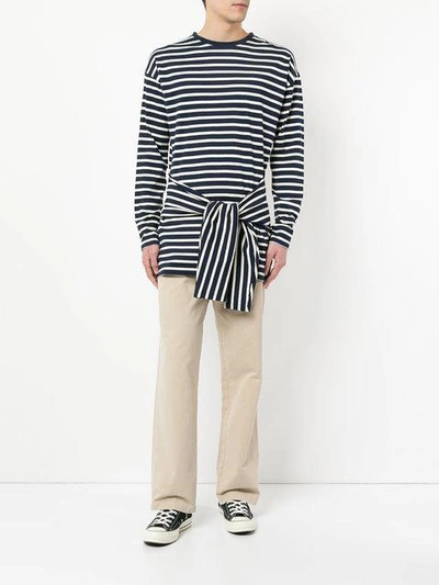 Shop Jw Anderson Tie Front Long Sleeve T-shirt In Blue