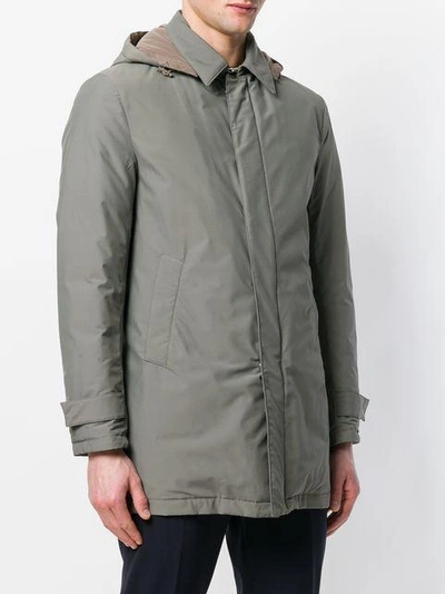 Shop Kired Zipped Fitted Coat In Green