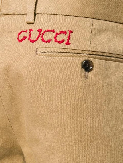Shop Gucci Slim-fit Chinos - Brown