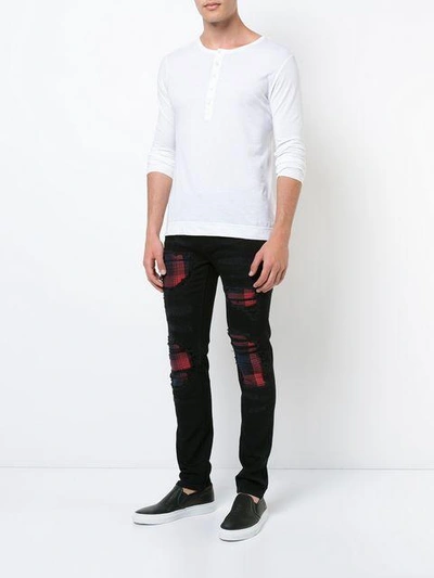 God's Masterful Children Checked Detail Skinny Jeans In Black