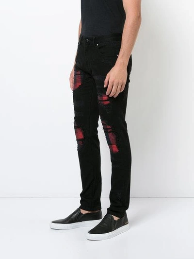 God's Masterful Children Checked Detail Skinny Jeans In Black