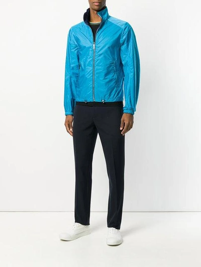 Shop Prada Reversible Front Zip Jacket In Blue