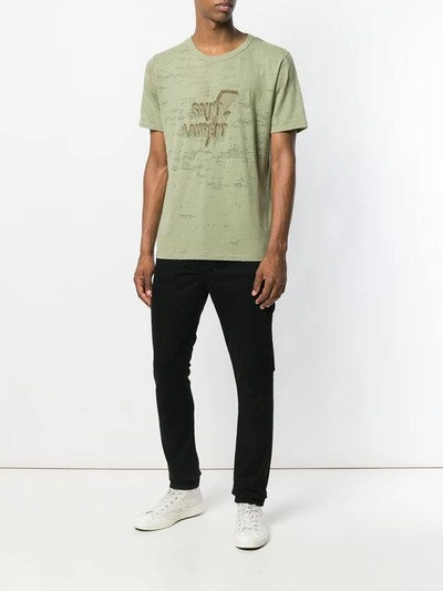 Shop Saint Laurent Logo Patch T-shirt - Farfetch In Green