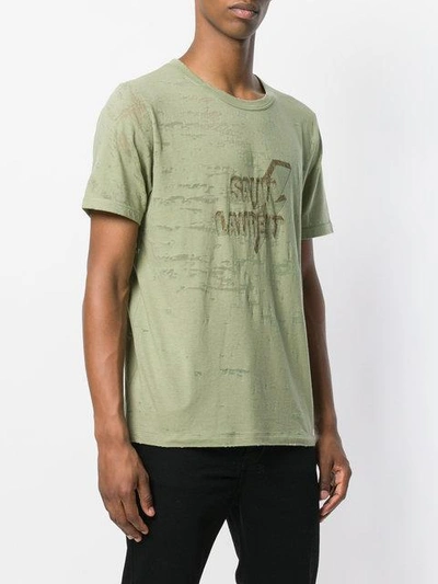 Shop Saint Laurent Logo Patch T-shirt - Farfetch In Green