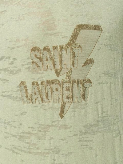 Shop Saint Laurent Logo Patch T-shirt - Farfetch In Green