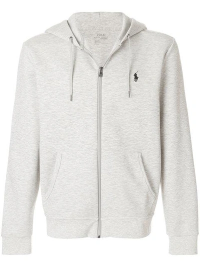 Shop Polo Ralph Lauren Zipped Hooded Jacket - Grey