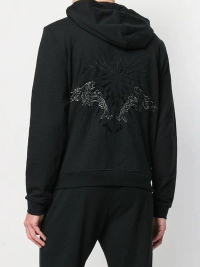 Shop Versace Abstract Embroidered Medusa Hoodie In Black