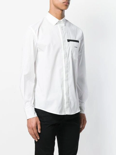 Shop Dirk Bikkembergs Contrast Pocket Shirt - White