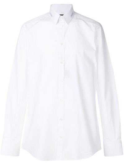 Shop Dolce & Gabbana Logo Patch Collar Shirt In White
