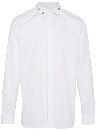 Shop Givenchy Star Studded Collar Shirt In White
