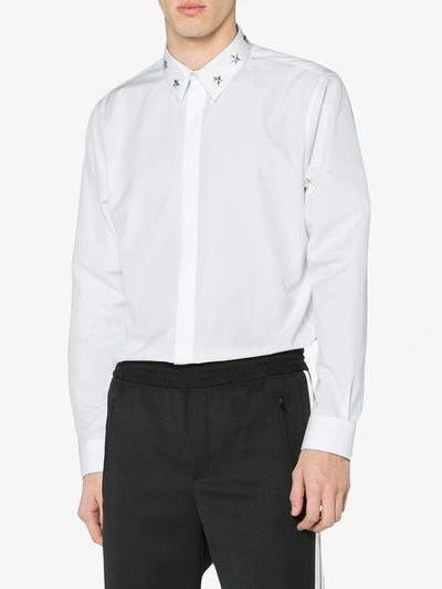 Shop Givenchy Star Studded Collar Shirt In White
