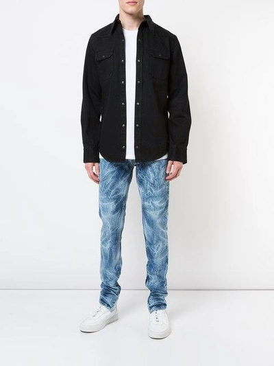 Shop Fear Of God Bleached Effect Slim In Indigo Holy Water