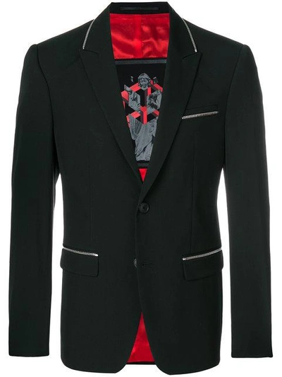 Shop Givenchy Zip-detail Fitted Blazer - Black