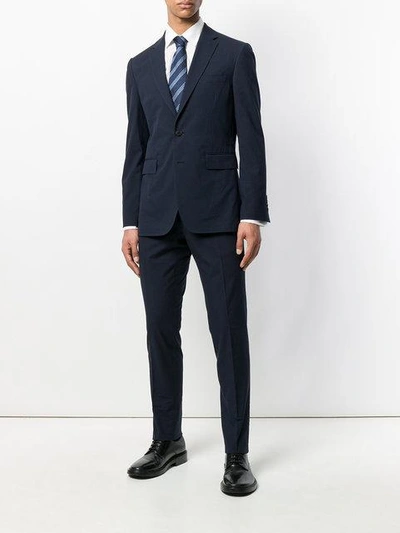 Shop Burberry Microcheck Slim Fit Suit In Blue