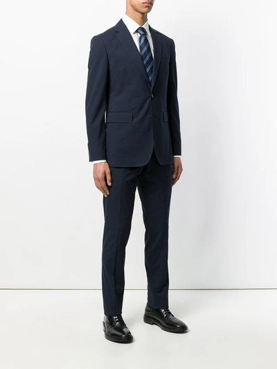 Shop Burberry Microcheck Slim Fit Suit In Blue