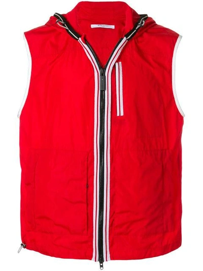 Shop Givenchy Hooded Gilet In Red