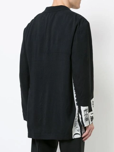 Shop Yohji Yamamoto Slogan Blazer Jacket In Black