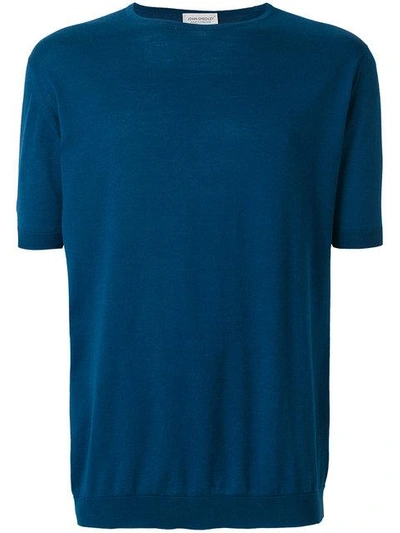 Shop John Smedley Belden Short Sleeve Sweater In Blue