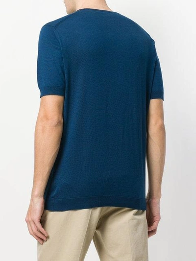 Shop John Smedley Belden Short Sleeve Sweater In Blue