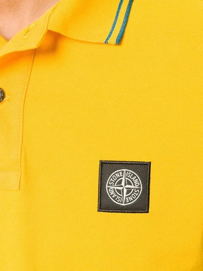 Shop Stone Island Embroidered Logo Polo Shirt