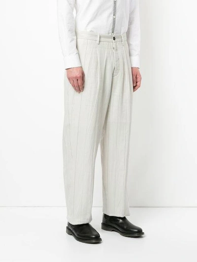 Shop Bergfabel Pinstripe Tailored Trousers - Neutrals
