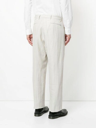 Shop Bergfabel Pinstripe Tailored Trousers - Neutrals