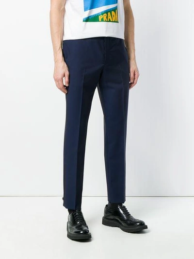 Shop Prada Tailored Trousers In Blue