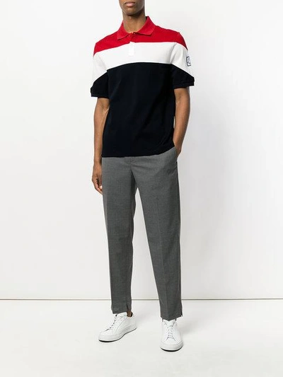 Shop Moncler Striped Polo Shirt - Multicolour