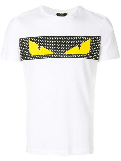 Fendi White-black-yellow Bag Bugs Cotton Jersey T-shirt | ModeSens