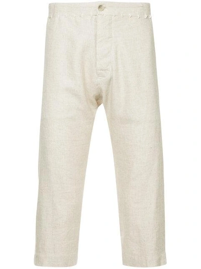Shop A New Cross Stitch Detail Cropped Trousers In Oat