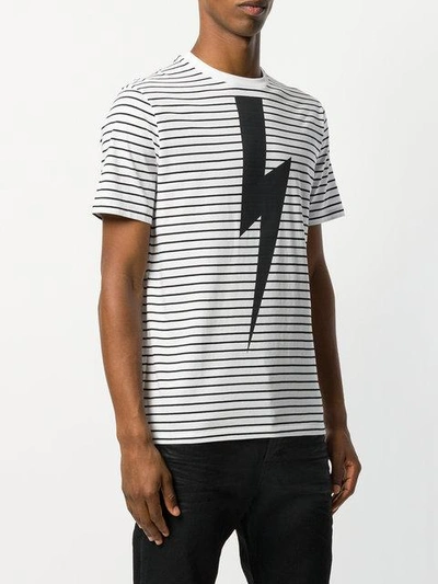 Shop Neil Barrett Thunderbolt Striped T-shirt