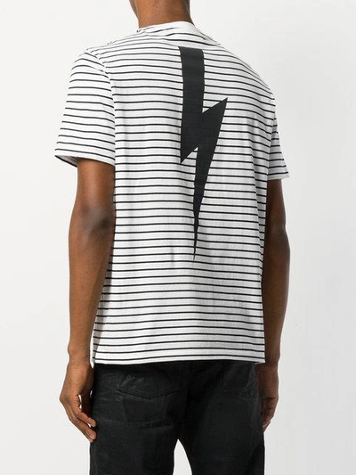 Shop Neil Barrett Thunderbolt Striped T-shirt