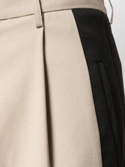 Shop Yang Li Contrast Panel Wide-leg Trousers - Neutrals In Nude & Neutrals